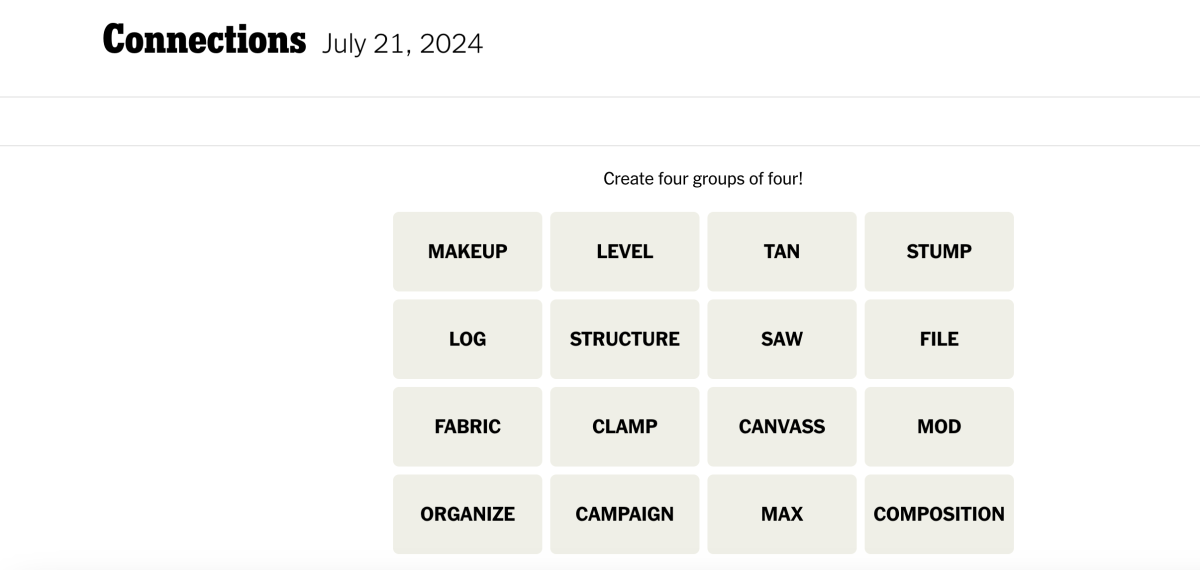 揭秘今日《纽约时报》Connections 游戏：2024 年 7 月 21 日第 406 期